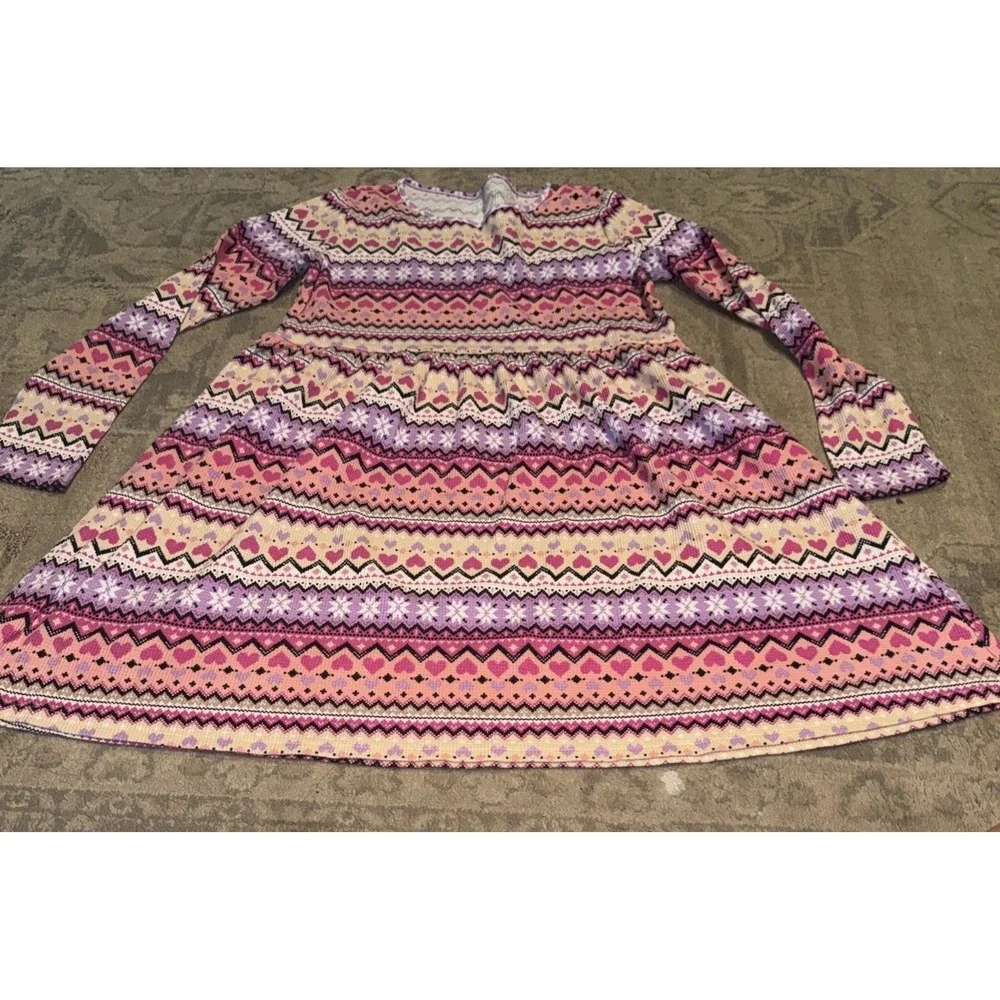 The Children's Place Heart Dress Size XL (14) Pink Long Sleeve
